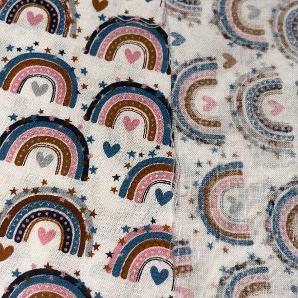 cotton fabric with rainbows hearts dots 42" x 72" 2 yards - Picture 5 of 8
